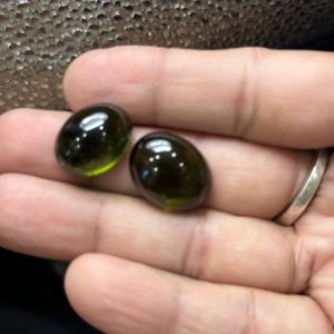Natural Green <b>Tourmaline</b> Oval Cabochon Matched Pair Loose Gemstones Smooth Polished Stones for Fine Jewelry Making Wholesale - Product Image 5