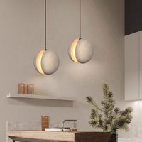 Nouvelle arrivée, luminaire suspendu en pierre de travertin de haute qualité, hauteur réglable, LED à intensité variable, lustre boule suspendu, cuisine moyenne