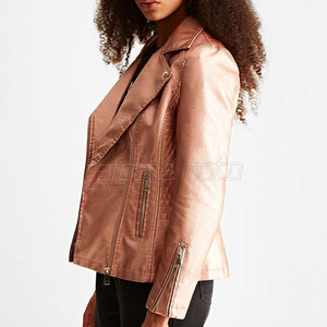Chaqueta de Motociclista de Cuero para Mujer, Diseño Personalizado, Resistente al Viento - Product Image 3