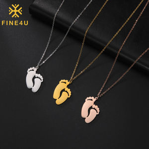 Collar Personalizado <span class=keywords><strong>de</strong></span> Acero Inoxidable Brillante con Colgante <span class=keywords><strong>de</strong></span> Pie, Joyería que No se Desvanece, Placas para Grabado Láser - Product Image 1