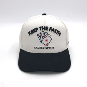Gorra de béisbol estructurada de algodón con bordado personalizado de 5 paneles, estilo callejero, estampado de hojaldre, patrón de puntos tono sobre tono, deportivo común - Product Image 1