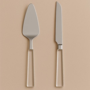 Juego de cuchillo y servidor para pasteles de acero espejado con mangos de resina de remolino azul y ámbar, herramientas dúo de colores únicos para celebraciones de bodas - Product Image 5
