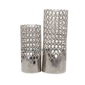 Juego de 2 Jarrones Decorativos para Mesa de Hogar y Macetas, Jarrones de Flores Creativos de Aluminio Metálico Hechos a Mano de Calidad para Suministros de Hotel - Product Image 1