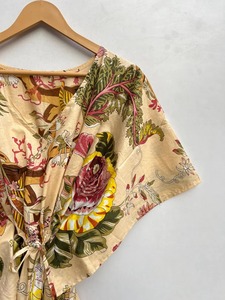 Caftan floral beige longue robe caftan pour les mamans plage couvrir vêtements de nuit indien caftan longue robe Maxi cadeau coton caftan - Product Image 2