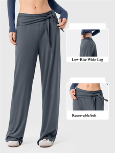 Pantalon de <span class=keywords><strong>yoga</strong></span> en modal pour femme, taille basse, jambe large, avec logo personnalisé, Softstreme, fluide, respirant, coupe décontractée, pour la danse et le Pilates - Product Image 2