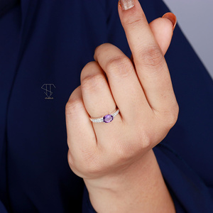 Amatista Piedra preciosa Forma ovalada 925 Anillo de ajuste de bisel de plata esterlina sólida Anillo de plata Joyería fina Anillo de color púrpura - Product Image 5