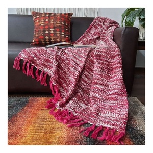 Tự Nhiên Vibrant <span class=keywords><strong>Peach</strong></span> Màu Mùa Đông Sofa Cần Yếu Trang Trí Sinh Thái Thân Thiện 100% Cotton Hữu Cơ Số Lượng Lớn Gots Chứng Nhận Ném Chăn - Product Image 2