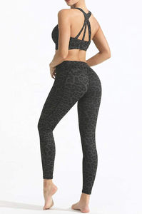 Ensemble de vêtements de sport pour femmes, soutien-gorge rembourré et legging, col montant, imprimé, séchage rapide, respirant, polyester/nylon, couverture complète, bretelles, entraînement - Product Image 6