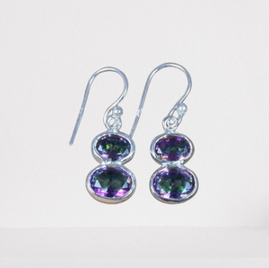 Boucles d'oreilles en argent sterling massif 925 avec topaze mystique Boucles d'oreilles en pierres précieuses pour femmes - Product Image 1