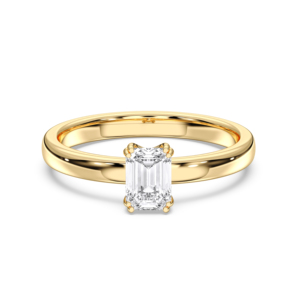 Anillo de compromiso de solitario de moissanita con forma de esmeralda de 0,50 quilates, Juego de puntas de plata para ella - Product Image 5