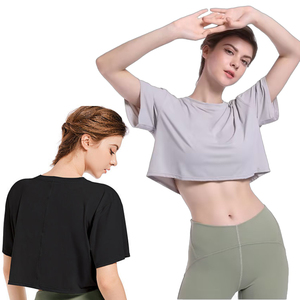 Short Sleeves Custom Logo Contrast Short Sleeve Crop Tops Solid Print Jersey Casual Wear Breathable Soft Comfort New Fashionable - Product Image 6