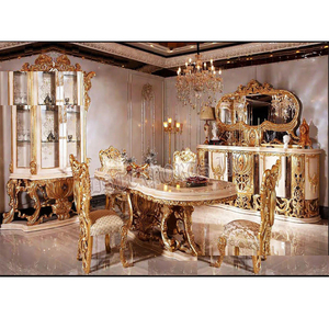 Ensemble de meubles de salle à manger de style moderne sculpté Royal Villa, table à manger en teck luxueuse, taille personnalisée, durable - Product Image 1