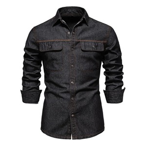 Moda hombres Denim Jeans camisa Casual otoño manga larga Slim Fit algodón camisas de los hombres - Product Image 1