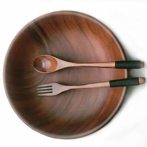 New Exquisite Eco-Friendly Heat Resistant Acacia <b>Wood</b> <b>Salad</b> <b>Bowl</b> Party-Ready Hotel Kitchen Tableware - Product Image 1