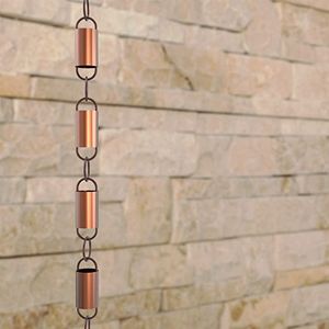 Chaîne de pluie en métal avec maillons en bronze rustique pour une utilisation en extérieur dans les applications résidentielles de drainage d'eau - Product Image 2