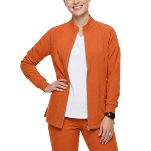 เสื้อแจ็คเก็ตสครับสำหรับผู้หญิง แบรนด์ของตัวเอง โลโก้สั่งทำได้ คอทรงกลม ซิปด้านหน้า ราคาขายส่ง จำนวนมาก รับผลิตแบบ OEM  เสื้อแจ็คเก็ตสครับทันสมัย - Product Image 1