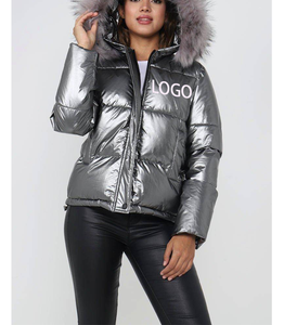 Chaqueta de Plumón Metálica para Mujer, Estilo Modesto, para Senderismo y Montañismo, OEM, Ropa de Calle, Forro de Lona, Capucha de Piel, Chaqueta de Burbuja de Ganso - Product Image 1