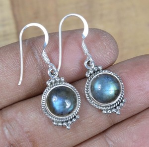 <b>Silver</b> Jewelry Labradorite Gemstone 925 Solid <b>Sterling</b> <b>Silver</b> <b>Earrings</b> for <b>Women</b> Designer <b>Earrings</b> Boho Style Dangle <b>Earrings</b> - Product Image 5