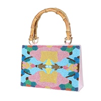 Nouvel Arrivage – Sac Pochette Pliant de Luxe pour Femme, Fait Main, Perlé, Tendance, pour Fête et Mariage, Doublure en Satin, Motif Géométrique Bambou
