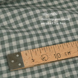 Tissu en lin à carreaux vert sauge non teints, lin de lin adouci lavé au mètre ou au mètre, lin à carreaux pour la couture - Product Image 3