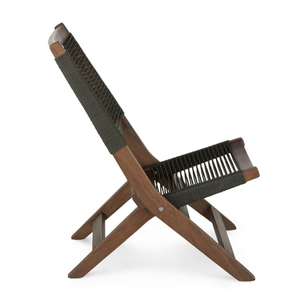 Solid Wood <b>Folding</b> Lounge <b>Chair</b> with Wicker Seat <b>Folding</b> Wooden Lounge <b>Chair</b> for Patio, Balcony, Camping and Outdoor Living. - Product Image 2
