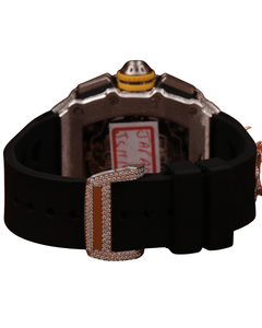 Fully Iced Out VVS Moissanite Monochrome Wrist Watch in <b>White</b> Gold Featuring Dial Top Quality Bling in Rubber Band - Product Image 4