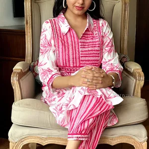 Floral Artistry Coleção Exquisite Colarinho Bordado Vestido com Salwar Tailored para Mulheres & Meninas a Preço de Atacado