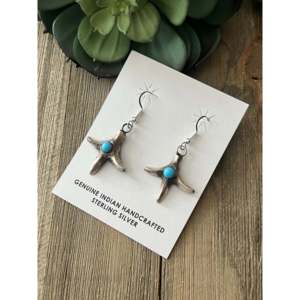Pendientes Colgantes de Estrella Turquesa Chapados en Oro Vintage Tony Yazzie - Product Image 3