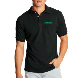 <b>Black</b> Short Sleeve Polo Shirt Regular Fit Cotton Oxford Casual Wear With Logo Front Embroidery Blank Plain - Product Image 1