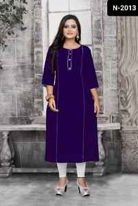 Kurtis uni avec motif de boutons, grande taille disponible pour les femmes Dernières tenues décontractées et pour les festivals - Product Image 2