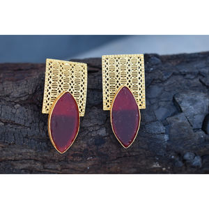 ต่างหูเม็ดเดี่ยวสำหรับผู้หญิงและหญิง,ต่างหูห่วงหินทำมือเคลือบสีทองแฟชั่นสวยๆ - Product Image 4