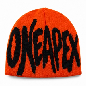 Orange Black Graphic Knit Beanie Hat Custom Logo Ribbed <b>Winter</b> <b>Cap</b> Unisex Streetwear Fashion Headwear Wholesale OEM Manufacturer - Product Image 1