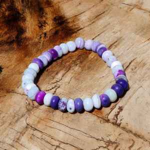 Minimalist Boho Women's Natural Stone <b>Bracelet</b> Purple Shaded Candy Opal <b>Beaded</b> 7-9mm for Anniversaries Global Trend - Product Image 2