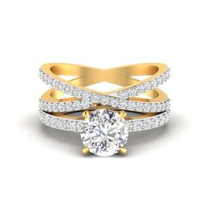 Bague de fiançailles en diamant à tige fendue et taille ronde, 1,50 carat, couleur F, clarté VS, diamant de laboratoire en or 14K, pour tenue de mariée - Product Image 3