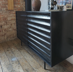 Daria Solid Mango Wood 2 Door <b>Sideboard</b> <b>Black</b> - Product Image 3