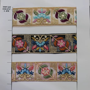 Bordado de encaje floral en colores vibrantes para uso textil Venta al por mayor de encaje bordado floral colorido para marcas de moda - Product Image 1