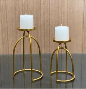 Iron Gold Plated <b>Candle</b> Holder Indoor Design Table Decorative <b>Candle</b> Stand Set Of 2 For Home Villa <b>Dinner</b> And Wedding - Product Image 1