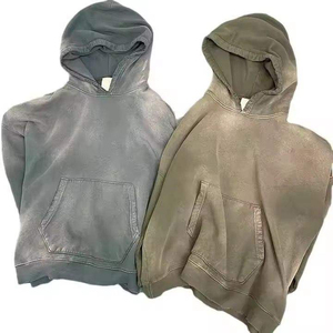 Sweat-shirts à capuche pour hommes sur mesure, fermeture éclair, effet délavé au soleil, style streetwear, vêtements d'hiver, sweats-shirts à capuche délavés à l'acide pour hommes - Product Image 3
