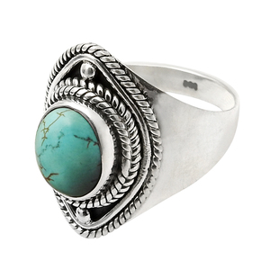 Diciembre Birthstone Jewelry 925 Sterling Silver Turquesa natural Piedra preciosa Forma ovalada Anillo Venta al por mayor Precio de fábrica Proveedores - Product Image 1