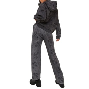 Logo personnalisé 100% coton surdimensionné respirant lavage à l'acide femmes survêtement en gros femmes 100% coton lavage à l'acide survêtements 2026 - Product Image 4