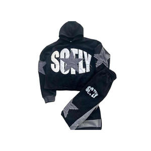 Survêtement Homme Solide Jogging Activewear Avec Manches Longues Fermeture Éclair Broderie Distressed Survêtement Décontracté Ensembles pour Hommes - Product Image 2