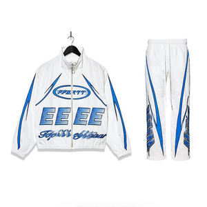 Ensemble de survêtement réfléchissant en nylon uni coupe classique pour homme, style streetwear hiver, avec veste coupe-vent personnalisée - Product Image 2