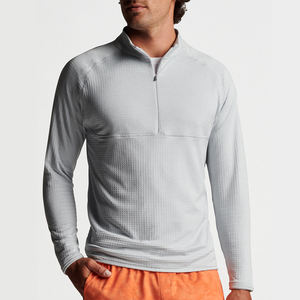 Wholesale Custom Breathable Winter Sport 14 Zip Golf Pullover Fleece Pocket <b>Stretchy</b> Gym Quarter Zip <b>Men's</b> Sweatshirts - Product Image 2