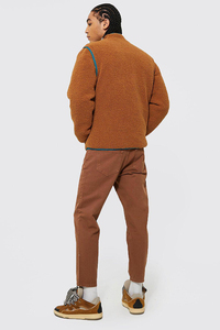 Veste en polaire sherpa à manches amovibles pour homme avec col montant et fermeture éclair, coupe-vent, respirante, écologique - Product Image 4