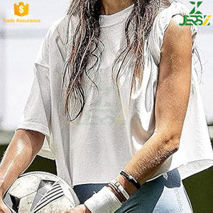 เสื้อยืดผู้หญิงแบบธรรมดาผ้าคอตตอนระบายอากาศได้ดีผ้า100% สำหรับฤดูร้อนเสื้อโอเวอร์ไซส์ออกแบบโลโก้ได้ตามต้องการ - Product Image 4
