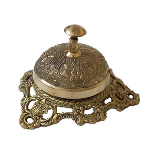 Ornate Solid Brass Handcrafted Hotel Counter <b>Bell</b> for Apartment School Outdoor Use - Product Image 1