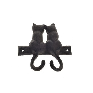 2 Cats Tail <b>Hooks</b> <b>Black</b> Cast Iron Wall <b>Hooks</b> Mounted Coat <b>Hook</b> for Home Farmhouse Coats Bags Hats Towels Use - Product Image 1