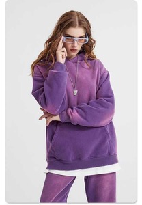 2025 nuevo estilo Vintage de gran tamaño con capucha de algodón para mujer con lavado ácido Sudadera con capucha 100% algodón Tie Dye Technics decoración de insignia de invierno - Product Image 4