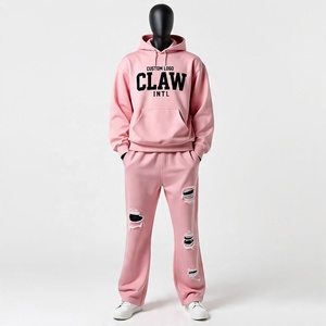 ชุดวอร์มสำหรับผู้ชายโอเวอร์ไซส์450gsm ผ้าเฟรนช์เทอร์รี่ทรงหลวมมีฮู้ดซีดและซักแบบเรียงซ้อนกัน - Product Image 3