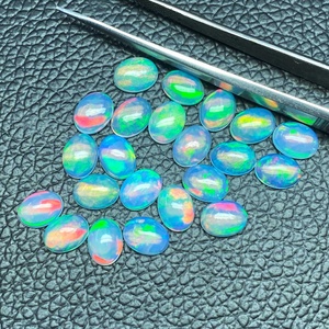Calidad súper fina 6x8mm Natural Multi fuego etíope Welo Opal parte posterior plana cabujones ovalados calibrados piedras preciosas sueltas fabricadas - Product Image 2